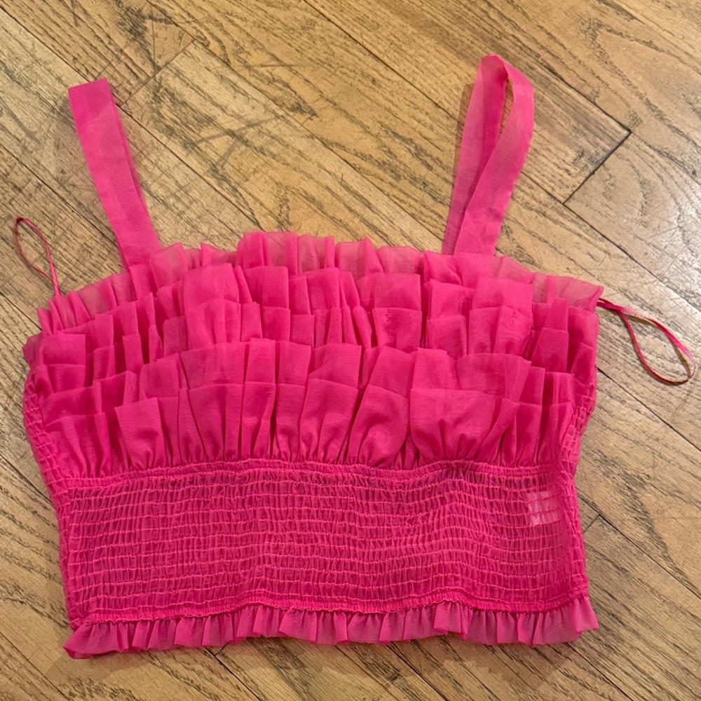 Pink Ruffled Tulle Top